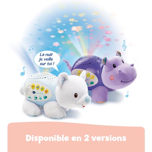 VTech - Hippo Dodo Nuit Étoilée, Veilleuse Bébé Musicale, Projection Lumineuse au Plafond, Musique Douce, Berceuses, Histoires et Sons de la Nature, Cadeau de Naissance - Contenu en Français – Image 6