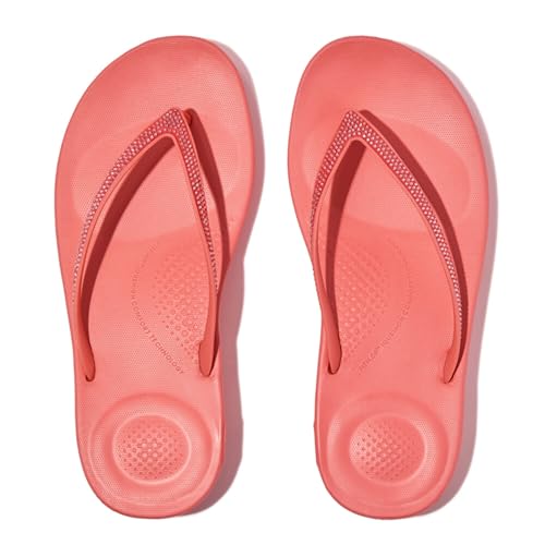 Image of FitFlop Womens iQushion Sparkle Ergonomic Flip Flops for Walking, Lightweight Waterproof Cushioned Thong Sandals for Women with Non Slip Bottom and Arch Support | Lightweight Waterproof Walking Sandals w /Cushioned Comfort & Arch Support