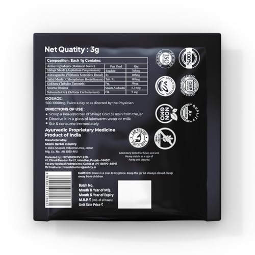 Image of Miduty Shilajit Gold 3X Resin 500-1000mg Serving - Pure Himalayan Shilajit with Ashwagandha - 100% Ayurvedic - Coffee Free Formula - Lab Tested- 3 Grams Sachet