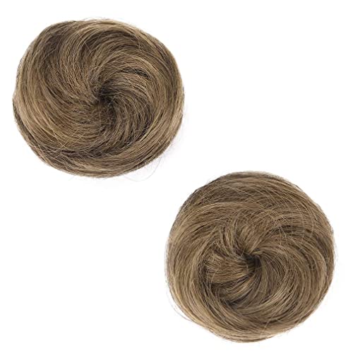 REECHO 2 PCS Mini Claw Clip in Messy & Cat Ears Hair Bun Extensions Wig Accessory Updo Hairpieces for Women Girls (Pack of 2-3" Straight