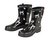 Regenliebe Damen Gummistiefel Waldi Halbschaft Regenstiefel Hunde Motiv, Farbe:schwarz, Größe:39 EU