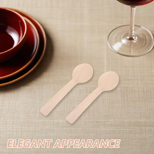 Cucharas de madera de abedul Healeved, 100 mini cucharas desechables para postres y especias 5