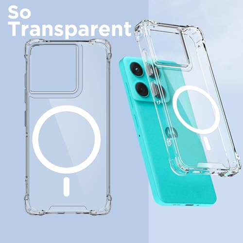 Image of Outlouders Back Cover for Motorola Moto Edge 60 5G / Motorola Moto Edge 60 Fusion 5G Mag-Safe Transparent PC + TPU Bumper Case with Magnetic Support Shockproof Protection (Transparent Mag-Safe)