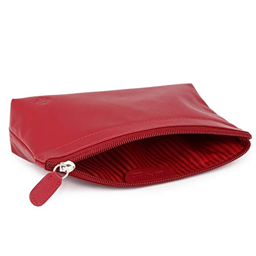Preisvergleich Produktbild EASTLINE City Kosmetiktasche aus Leder mit großem Reißverschlussfach - gepolsterte Schminktasche für die Handtasche zur bequemen Aufbewahrung (Rot)