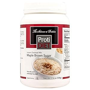 ProtiDiet High Protein Maple Brown Sugar Oatmeal, 15g Protein, Low Calorie, Low Carb, Low Fat, Sugar Free, Instant Diet Oatmeal Mix, KETO Friendly, Ideal Protein Compatible, 20 Serving Jug