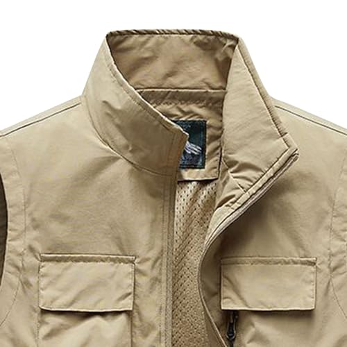 Generic Men's Casual Lightweight Outdoor Vest Work Fish Photo Travel Vest Cargo Utility Vest Multi Pockets Sleeveless Jacket2