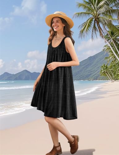 Image of YESNO Summer Dresses for Women Casual Boho Floral Sundresses Sleeveless Scoop Neck Beach Tank Dresses EVS