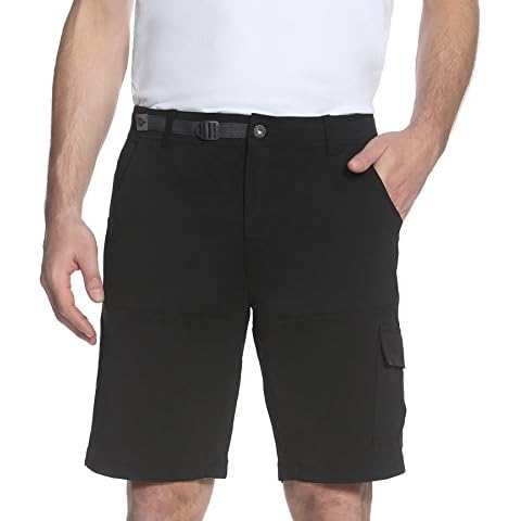 Gerry Stretch Cargo 5 Pocket Venture Flat Front Woven Hiking Shorts for Men, Black, 36 Cover