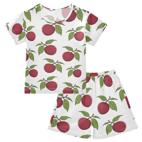 Lychee Pattern Summer Cute Pajama Sets, Short Sets for Daily Wears and Sleep Wears