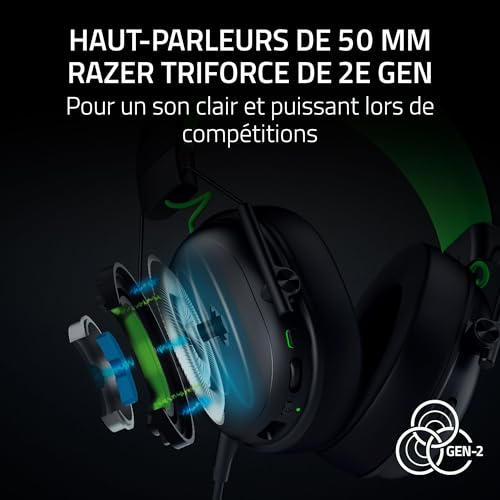 Razer BlackShark V3 X HyperSpeed pour Xbox Casque sans Fil pour ’Esport Ultra léger 270 g Haut parleurs de 50 mm Micro Amovible HyperSpeed 2 4 GHz et Bluetooth XboxPC | - vue 2