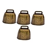 GANAZONO 4個ヴィンテージ牛鈴 鉄製カウベル ペット用ノイズメーカー 多用途ペットアクセサリー 家用 スポーツイベント用飾り