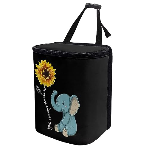 Image of DISNIMO Sunflower Car Trash Can Easy-to-Install Car Accessory Interior, Cartoon Elephant Leak-Proof Car Garbage Can Bin Organizer Storage Bag for The Back Seat of Any Cars, Sedans, SUVs & Trucks