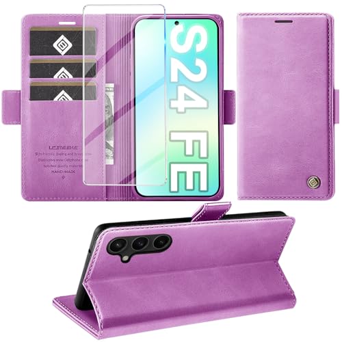 Étui cuir Galaxy S24 FE violet Giyer : élégance et protection intégrale chic