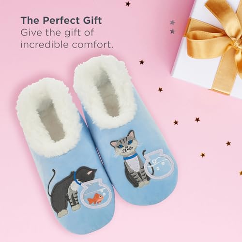 Snoozies AWPSP-BLUECAT-M Pairable Slipper Socks - Funny House Slippers thumb #2