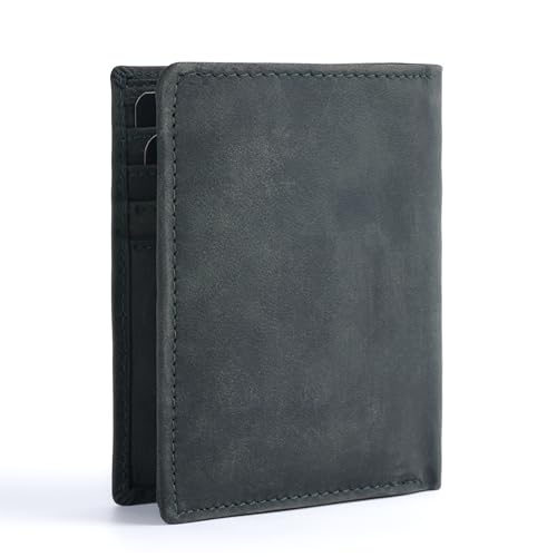 Image of TANSTITCH Slim Leather Wallet || Regular Minimalist &Thin Wallet || RFID Protected || 16 Card Slot (Green Hunter)