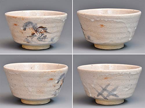 Amazon.co.jp: 野中春清（造）志野山水文茶碗 共箱 茶道具 現代