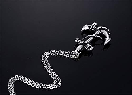 JczR.Y Cross Anchor Necklace Pendant Summer Beach Necklace Anchor Necklace for Women Men Retro Navy Soldier Surfer Anchor Necklace Blue Ocean Jewelry Gifts(silver)
