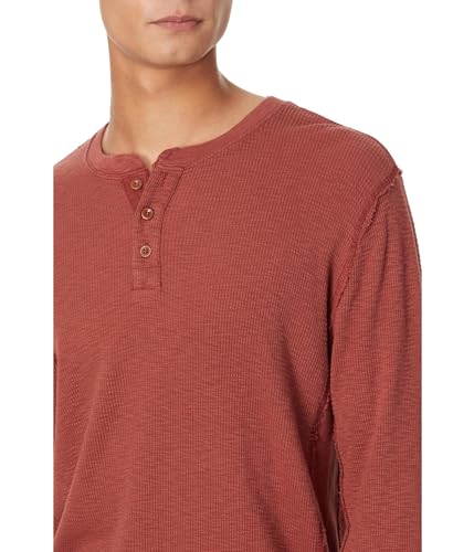 Lucky Brand Men's Garment Dye Thermal Henley, Terracotta3