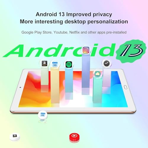 Image of YESTEL 10.1 inch Tablet 2026 Android 13 Tablet Bundle with Octa-Core Processor,10GB RAM+64GB ROM (Expandable up 1TB), 5MP+8MP Dual Camera,5G WiFi,Bluetooth 5.0,GPS,PC with Keyboard & Mouse - Gold