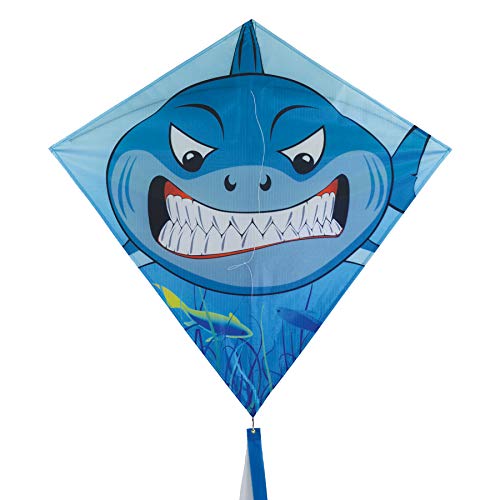 In The Breeze Shark 30 Inch Diamond Kite - Single Line - Includes Kite Line And Bag - Fun Printed Design #TOP13