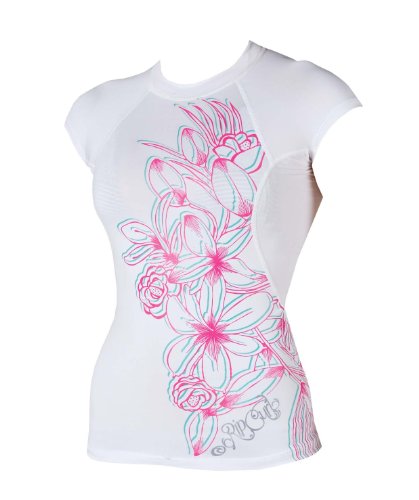 Rashguard Rip Curl court femme blanc à motif cœur taille 12