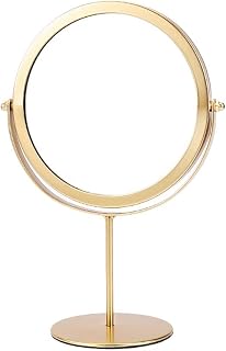 Mirror.Metal Makeup Mirror Round Decorative Mirror Desktop Mirror Makeup Mirror Home Desktop Dressing Mirror Single Mirror Suitable for Travel, Makeup, Office(Photo Colore)