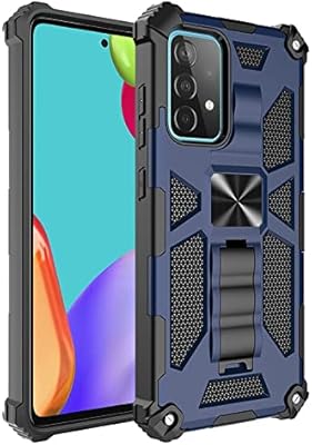 ExtremeCases for Samsung Galaxy A03S SM-S134DL Tactical Stand Hybrid Cover Phone Case + Tempered Glass + Extreme Band + Stylus Pen + Pry Tool (Blue)
