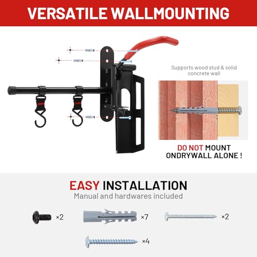 AUMENTAR Swivel Bike Wall Mount, Bike Hangers for Garage, Space-Saving Vertical Bike Rack, Sturdy Bike Storage Rack Holds Up to 66lbs with No-scratch Protection, Easy to Install, 2 Pack by AUMENTAR - Image 6