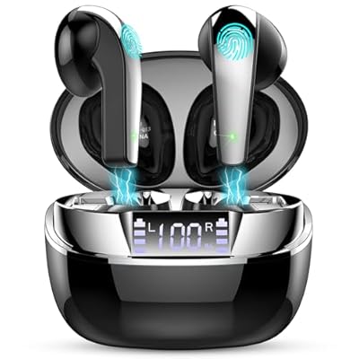 QXQ - Auriculares Inalambricos Bluetooth  Auriculares Bluetooth 5.3 con 4 HD Mics  2024 Nuevos Cascos Inalambricos Bluetooth 47H HiFi Estéreo Reducción de Ruido ENC  Audifonos IP7 Impermeable  Pantalla LED