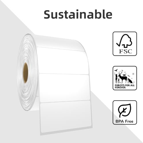 1000 2x1 Thermal Labels Roll, HUOJI White Thermal Printer Labels for Shipping, Barcode, and Packaging, Compatible with Rollo, Zebra, Munbyn Printers(Commercial Grade Stickers) (Pack of 2) - Image 4