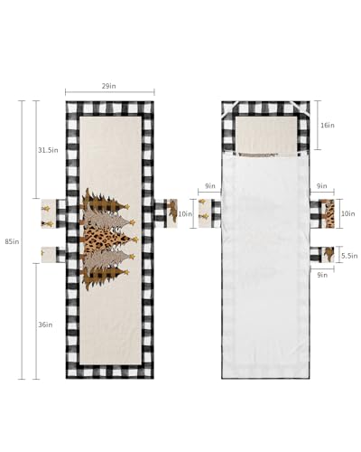 Christmas Beach Lounge Chair Towel Cover, Soft Chaise Lounge Towel with Side Pockets Patio Pool Chairs Cover for Beach/Pool Sunbathing 29x85 Leopard Xmas Tree Black and White Checkered