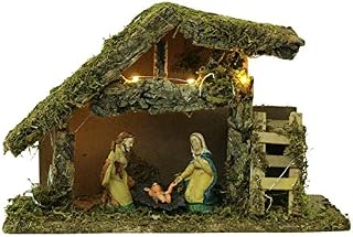 Geri Christmas Nativity Display - LED Lightup Traditional Scene Xmas Baby Jesus Set