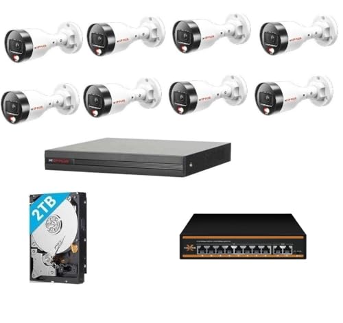 Image of CP Plus 4MP IP STQC Model Colour Vision in Night with Audio Recording 8 CCTV Camera Set with (16 CH NVR,Outdoor bullete-8Nos,8+2 Full Giga Port POE Switch, 2 TB Hard Drive