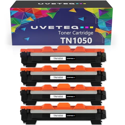 UVETEQ TN1050 Cartucho de Toner Laser Compatible para Brother TN-1050 para Brother DCP-1510 DCP-1512 DCP-1610W DCP-1612W HL-1110 HL-1112 HL-1210W HL-1212W MFC-1810 MFC-1910 MFC-1910W (4 Unidades) ⭐