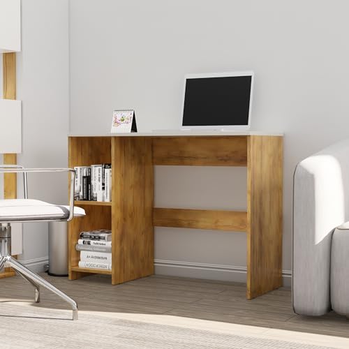 Image of Bniture Wooden Study Table for Home | Engineered Wood Study Table with Book Shelf | Multi Purpose Computer Desk for Writing & Study | Laptop Table for Study Room, Office & Workstation | Frosty White