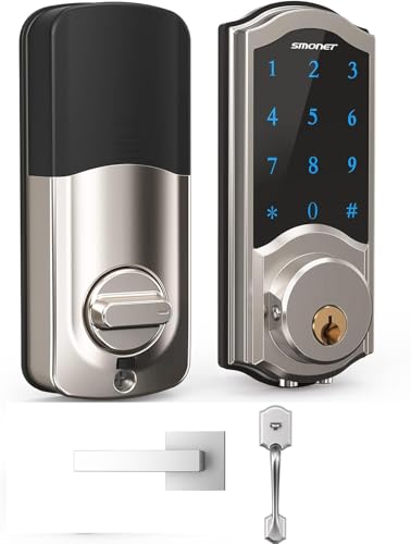 [2020 Newest] Smart Door Lock, SMONET Smart Deadbolt Bluetooth Keyless, Touchscreen Enable...