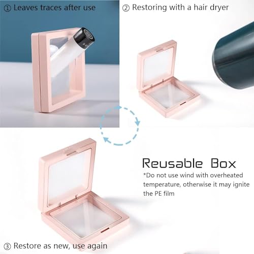 Image of 4 PCS 3D Floating Frame Display Holder Stands, Coins Display Case Travel Portable PE Film Jewelry Storage Box Transparent Display Organizer for Challenge Coins, AA Medallions, 9*9*2 cm