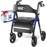 VOCIC Walkers for Seniors, Z21 Rollator Walker with Seat Supports 350lb, 8' Big Wheels for All Terrain, Ergonomic Arc Seat & 6' Ultra Backrest Foldable Walker, Dual Height Adjustment, Lightweight 2026