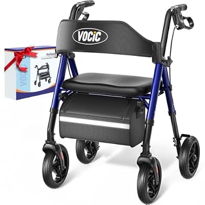 VOCIC Z21 Rollator Walker for Seniors with Seat, 8" All Terrain, 350 LBS