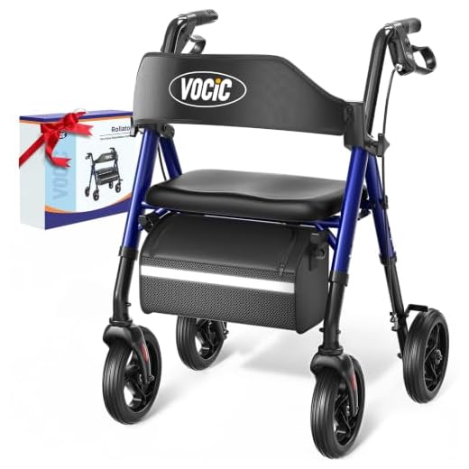VOCIC Walkers for Seniors, Z21 Rollator Walker with Seat Supports 350lb, 8" Big Wheels for All Terrain, Ergonomic Arc Seat & 6" Ultra Backrest Foldable Walker, Dual Height Adjustment, Lightweight 2026