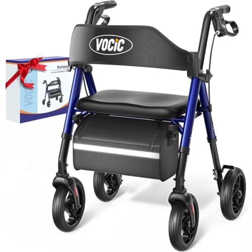 VOCIC Walkers for Seniors Z21 Rollator Walker with Seat Supports 350lb 8 Big Wheels for All Terrain Ergonomic Arc Seat & 6 Ultra Backrest Foldable Walker Dual Height Adjustment Lightweight 2026