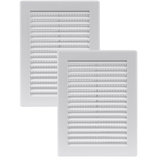 Vent Systems 150 x 200 mm - 2 Stück - Weiß Lüftungsabdeckung – Flache, Rechteckig Lüftungsschlitze mit Fliegengitter – HVAC-Lüftungsöffnungen für Badezimmer, Heimbüro - Lüftungsgitter/Abdeckung