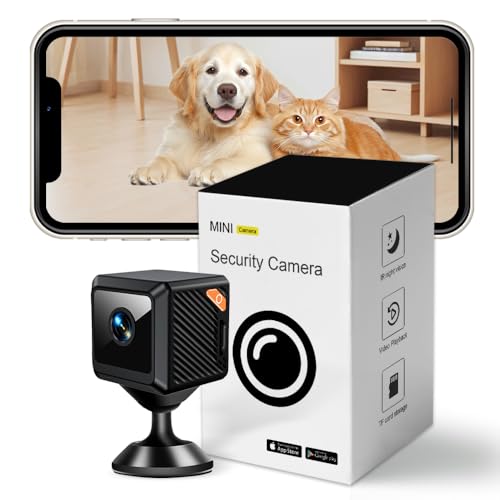 Ulisem Telecamera Spion,Mini telecamera di sorveglianza WiFi 1080P interna/esterna, micro fotocamera Bluetooth con visione notturna, rilevamento di movimento, registrazione a distanza(2,4 GHz)