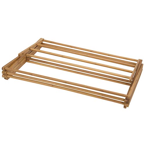 Image of Household Essentials Bamboo Folding Clothes Drying Rack, Upscale Laundry Rack with 11 Dowels, Environmentally Friendly, Stable Frame, Shelf for Drying Flat