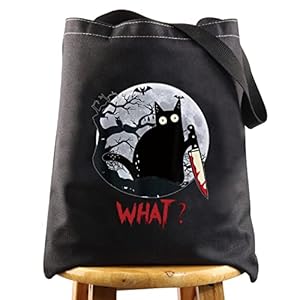 LEVLO Murderous Cat With Knife Cosmetic Make Up Bag Sneaky Cat Inspired Gifts Cat What Makeup Zipper Pouch Bag (Cat What Black Tote)
