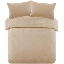 Funda Nordica Polar 90 Brentfords Juego de Funda de edredón de Forro Polar con Funda de Almohada térmica, esponjosa, cálida, Suave, Color Beige café con Leche, Individual