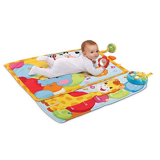 VTech - Mantita Crece y Juega, Manta de Actividades con 3 Divertidas Maneras de interactuar, Panel electrónico Independiente, Incluye sonajero y espejito cucú, medidor extraíble (80-505522)