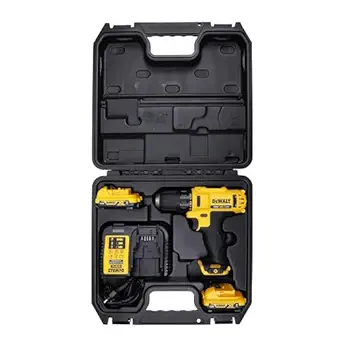 DEWALT DCD710D2 10.8V 10mm XR Li-ion Cordless Hammer Drill Driver with 2x2.0 Ah Batteries with LED Backlight for Home, DIY & Professional Use, 1 Year Warranty, YELLOW & BLACK