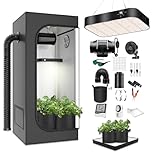 MODVKVK Grow Tent Complete Set Grow Tent Kit 120x120x200cm (47x47x78in) with 200W LED Full Spectrum Grow Lamp Dimmable, Complete Hydroponics