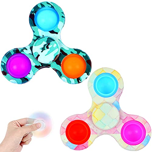 LONEA 2PCS Simple Dimple Fidget Spinner Toys,Push Bubble Sensory Toys for Adults,Fidget Pack ADHD Stress Relief Fidget Pack with Hand Spinners